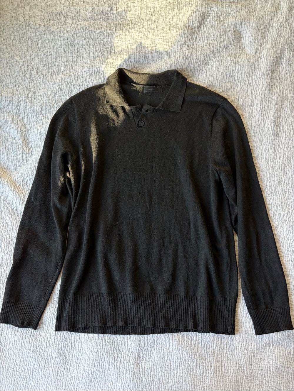 OAK + FORT Black Long-Sleeve Polo Knit